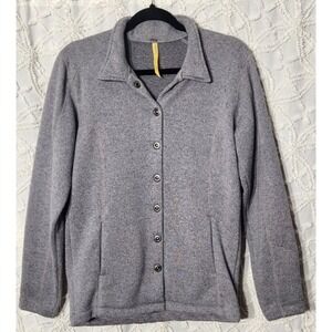 Cabelas Women's Fleece Snap Jacket Size Small Grey Neutral Warmth Outdoor Hiking